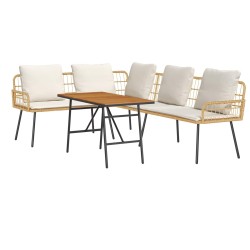 Salon de jardin 9 pcs avec coussins noir résine tressée 488865488865