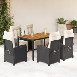 Salon de jardin 8 pcs avec coussins noir résine tressée 488880488880