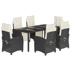 Salon de jardin 8 pcs avec coussins noir résine tressée 488881488881