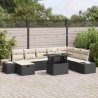 Salon de jardin 9 pcs avec coussins noir résine tressée 488886488886
