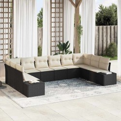 Salon de jardin avec coussins 10 pcs gris clair résine tressée 488888488888