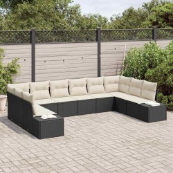 Salon de jardin avec coussins 10 pcs gris clair résine tressée 488888488888