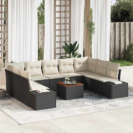 Salon de jardin avec coussins 10 pcs gris clair résine tressée 488889488889