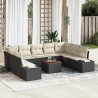 Salon de jardin avec coussins 10 pcs gris clair résine tressée 488889488889