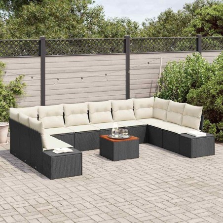 Salon de jardin avec coussins 3 pcs gris résine tressée 488891488891