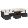 Salon de jardin 6 pcs avec coussins noir résine tressée 488894488894