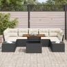 Salon de jardin 6 pcs avec coussins noir résine tressée 488894488894