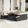 Salon de jardin 6 pcs avec coussins noir résine tressée 488917488917