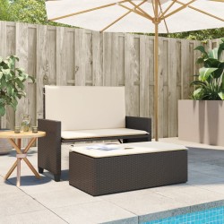Salon de jardin 6 pcs avec coussins noir résine tressée 488918488918