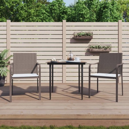 Salon de jardin 7 pcs avec coussins noir résine tressée 488926488926