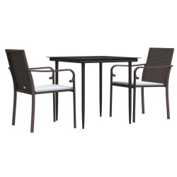 Salon de jardin 7 pcs avec coussins noir résine tressée 488926488926