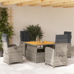 Salon de jardin 7 pcs avec coussins noir résine tressée 488929488929