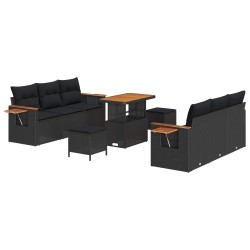Ensemble de canapé de jardin avec coussin 6 pcs Noir polyrotin 488933488933