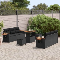 Ensemble de canapé de jardin avec coussin 6 pcs Noir polyrotin 488933488933