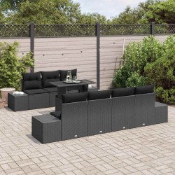 Ensemble de canapé de jardin avec coussin 6 pcs Noir polyrotin 488954488954