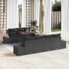 Ensemble de canapé de jardin avec coussin 6 pcs Noir polyrotin 488963488963