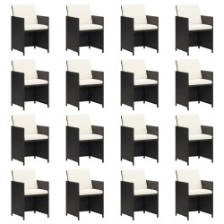 Ensemble de canapé de jardin avec coussin 7 pcs Noir Poly rotin 488985488985