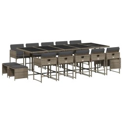 Ensemble de canapé de jardin avec coussin 7 pcs Noir Poly rotin 488990488990