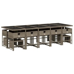 Ensemble de canapé de jardin avec coussin 7 pcs Noir Poly rotin 488990488990