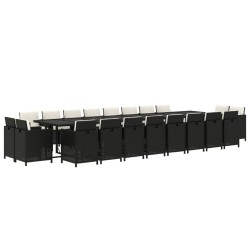 Ensemble de canapé de jardin avec coussin 7 pcs Noir Poly rotin 488996488996