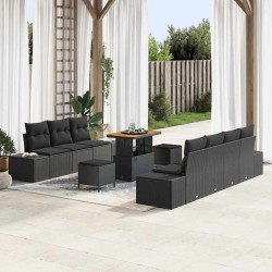 Ensemble de canapé de jardin avec coussin 8 pcs Noir polyrotin 489100489100