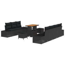 Ensemble de canapé de jardin avec coussin 8 pcs Noir polyrotin 489100489100