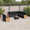 Ensemble de canapé de jardin avec coussin 9 pcs Noir Poly rotin 489149489149