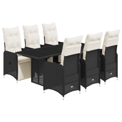 Ensemble de canapé de jardin avec coussin 8 pcs Noir Poly rotin 489152489152