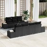 Ensemble de canapé de jardin avec coussin 8 pcs Noir polyrotin 489191489191