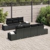 Ensemble de canapé de jardin avec coussin 8 pcs Noir polyrotin 489191489191