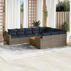 Ensemble de canapé de jardin avec coussin 9 pcs Noir polyrotin 489201489201