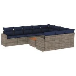 Ensemble de canapé de jardin avec coussin 9 pcs Noir polyrotin 489201489201
