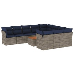 Ensemble de canapé de jardin avec coussin 9 pcs Noir polyrotin 489210489210