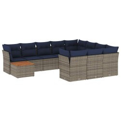 Ensemble de canapé de jardin avec coussin 9 pcs Noir polyrotin 489212489212