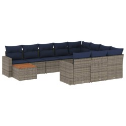 Ensemble de canapé de jardin avec coussin 9 pcs Noir polyrotin 489213489213