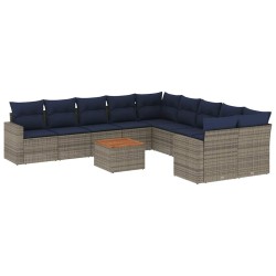 Ensemble de canapé de jardin avec coussin 9 pcs Noir polyrotin 489214489214