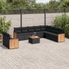 Ensemble de canapé de jardin avec coussin 9 pcs Noir polyrotin 489217489217