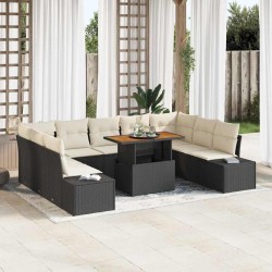 Salon de jardin 6 pcs avec coussins gris clair résine tressée 489247489247
