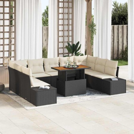 Salon de jardin 6 pcs avec coussins gris clair résine tressée 489247489247