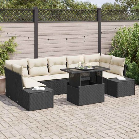 Salon de jardin 6 pcs avec coussins gris clair résine tressée 489251489251
