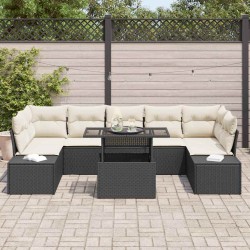 Salon de jardin 6 pcs avec coussins gris clair résine tressée 489251489251