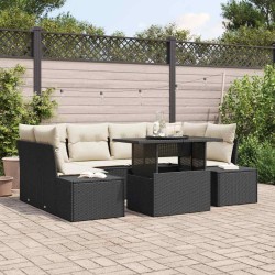Salon de jardin 6 pcs avec coussins gris clair résine tressée 489290489290