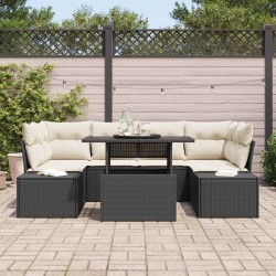Salon de jardin 6 pcs avec coussins gris clair résine tressée 489290489290