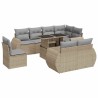 Salon de jardin 6 pcs avec coussins beige résine tressée acacia 489370489370
