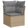 Salon de jardin 6 pcs avec coussins beige résine tressée acacia 489370489370