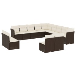 Salon de jardin 11 pcs avec coussins beige résine tressée 489392489392