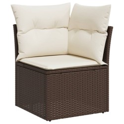 Salon de jardin 11 pcs avec coussins beige résine tressée 489392489392