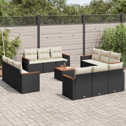 Salon de jardin 11 pcs avec coussins beige résine tressée 489394489394