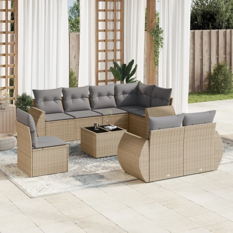 Salon de jardin 12 pcs avec coussins noir résine tressée 489399489399