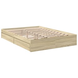 Cadre de lit Chêne brun 140 x 190 cm Bois Ingénierie 489429489429